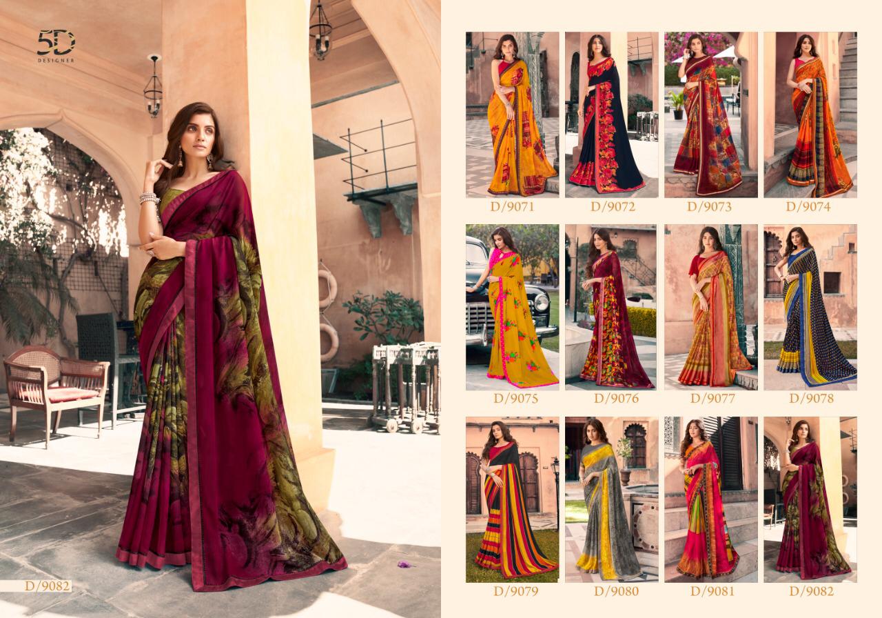 5D ZARA VOL-12 Designer Fancy Festive Wear Heavy Georgette Saree Collection